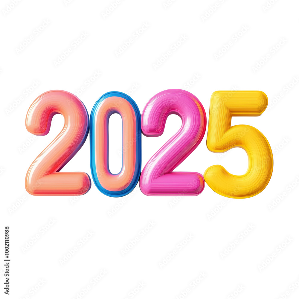 3D 2025 numbers in a playful combination on a transparent background 3D 2025 numbers in a playful combination on a transparent background