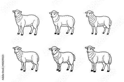 Set of silhouettes of sheep. Sheep icon set vector illustration white background.