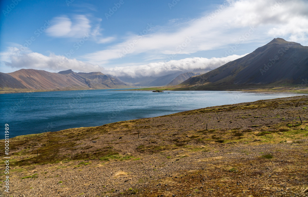 Kolgrafarfjördur Viewpoint in Iceland on a Summer Day