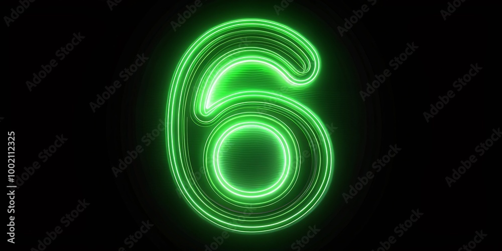 3D Render of Neon Numbers Six to Ten Glowing in the Dark with Green Laser Rays on Black 3D Render of Neon Numbers Six to Ten Glowing in the Dark with Green Laser Rays on Black