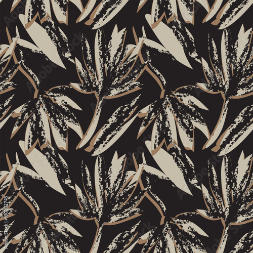 Neutral Colour Abstract Floral Seamless Pattern Design