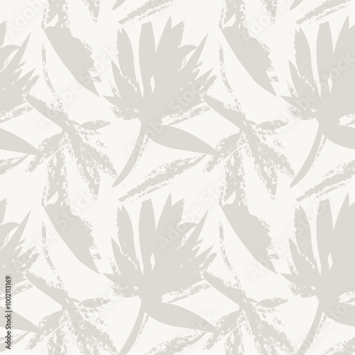 Neutral Colour Abstract Floral Seamless Pattern Design