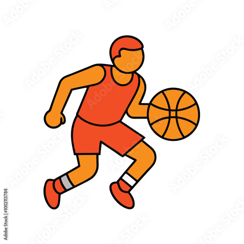 Basketball Player Cartoon Silhouette Concept.