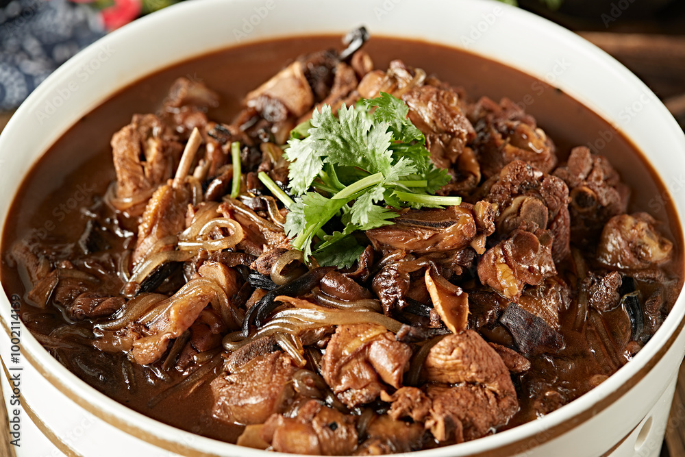 Northeast famous dish chicken stewed with mushrooms Northeast famous dish chicken stewed with mushrooms