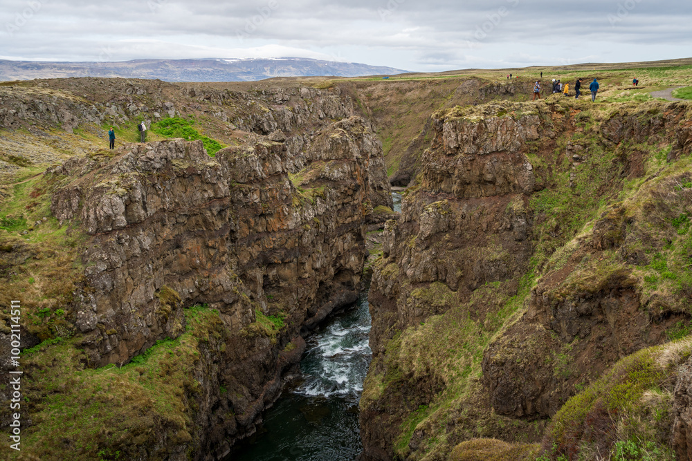 Kolugljúfur Canyon and Waterfall in Víðidalstunga, Iceland Kolugljúfur Canyon and Waterfall in Víðidalstunga, Iceland
