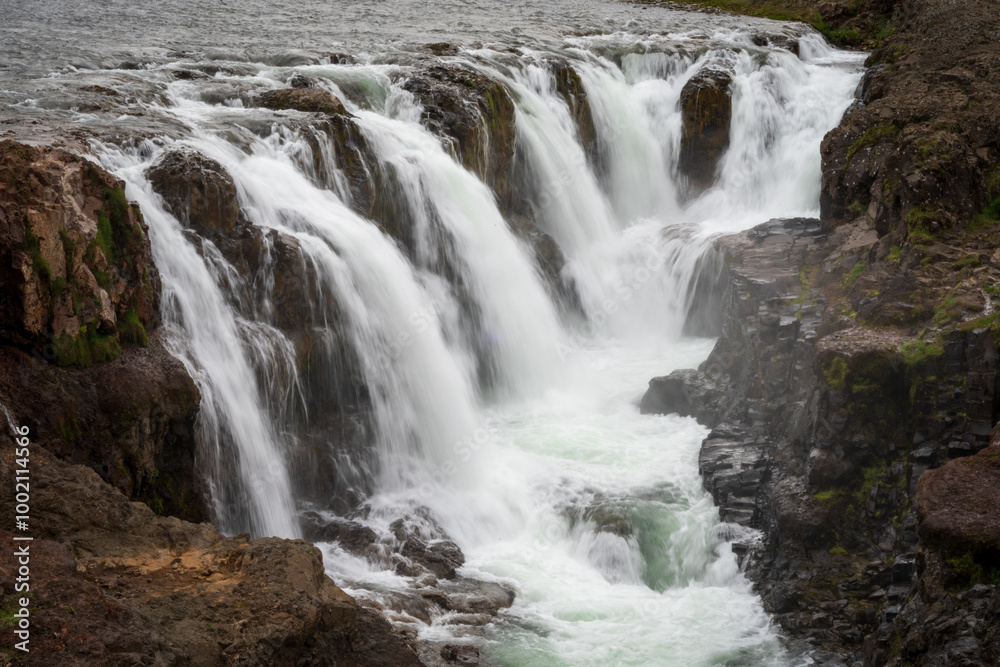 Kolugljúfur Canyon and Waterfall in Víðidalstunga, Iceland Kolugljúfur Canyon and Waterfall in Víðidalstunga, Iceland