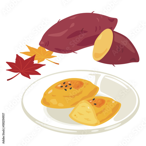 皿に盛られたスイートポテトとさつまいもセット