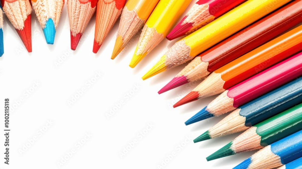 Colorful Arrange of Pencils on a White Background Colorful Arrange of Pencils on a White Background