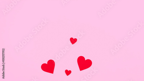 Pink Background with Red Hearts