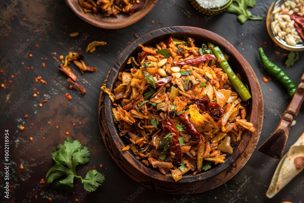 Spicy Cabbage Stir-Fry with Garlic, Chili, and Indian Spices in a Rustic Bowl
Spicy Cabbage Stir-Fry with Garlic, Chili, and Indian Spices in a Rustic Bowl