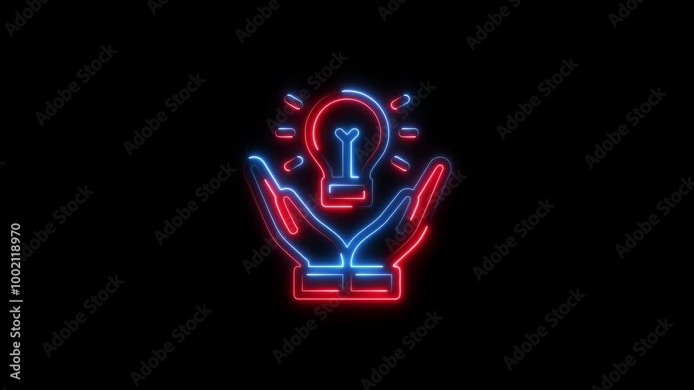 neon hand with light icon . neon hand with light icon .