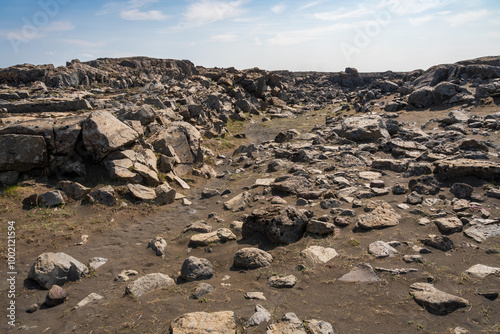 The Rugged Landscape of the Hafragilsfoss Waterfall at Vatnajokull National Park