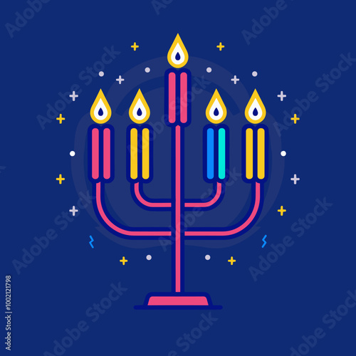 Hanukkah menorah icon. Happy Hanukkah. Vector illustration