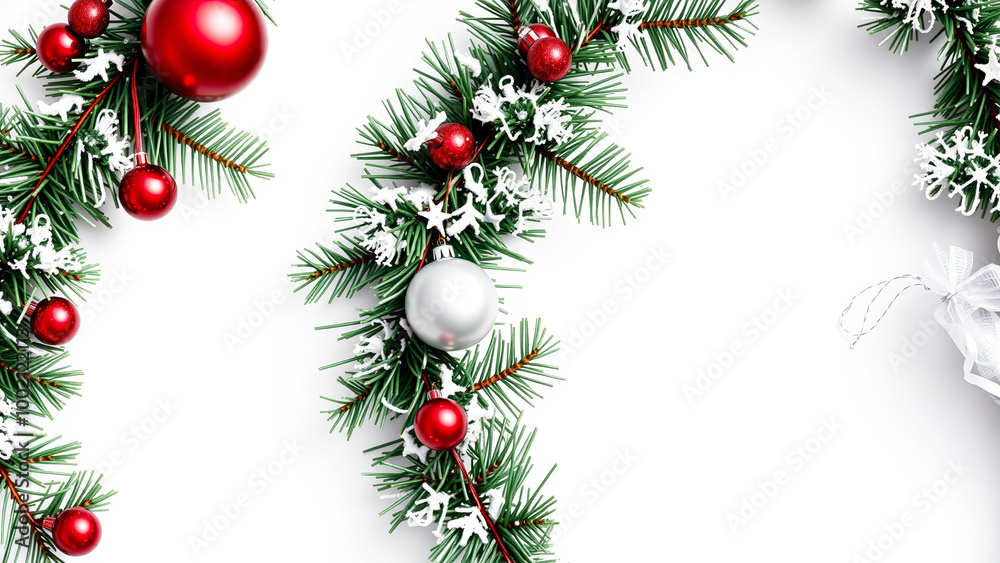 Christmas Border with Red and Silver Ornaments Christmas Border with Red and Silver Ornaments