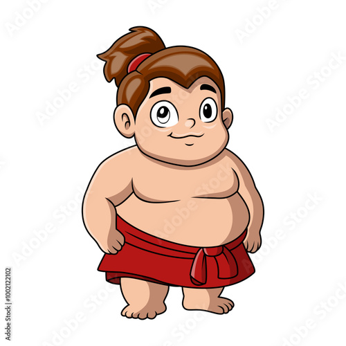 Cute boy sumo cartoon happy