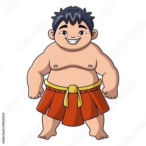 Cute boy sumo cartoon happy