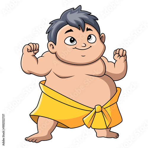 Cute boy sumo cartoon happy