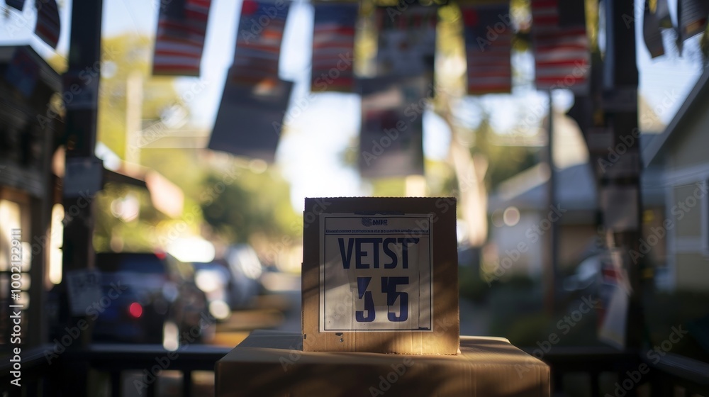 Close-up of a voting ballot box surrounded by election posters and campaign signs, representing the democratic process and commitment to the future.
Close-up of a voting ballot box surrounded by election posters and campaign signs, representing the democratic process and commitment to the future.