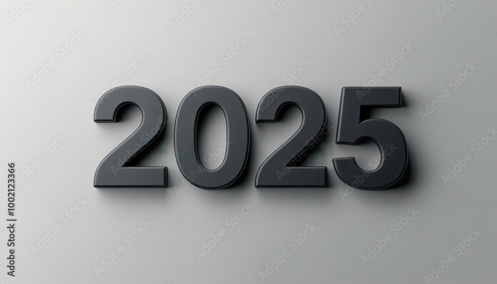 Black 3D Number 2025 on a White Background Black 3D Number 2025 on a White Background