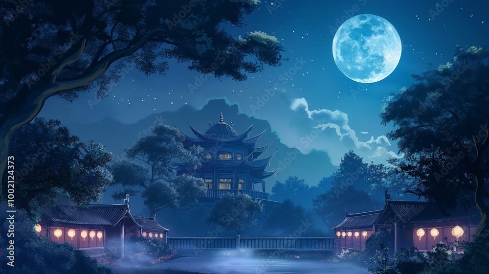 nice anime background of the sky with huge moon and cloudy sky nice anime background of the sky with huge moon and cloudy sky
