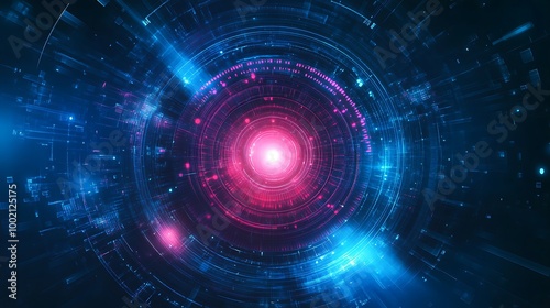 Wallpaper Mural Abstract glowing futuristic technology background with red light in the center. Torontodigital.ca