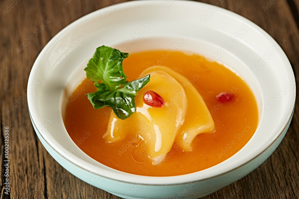 Fish maw stewed in soup with sauce Fish maw stewed in soup with sauce