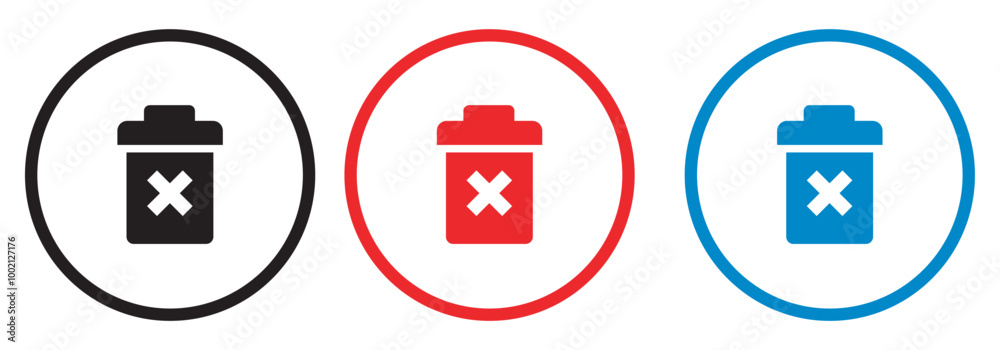 Dust bin icon flat editable icon mark set. Dust bin icon flat editable icon mark set.