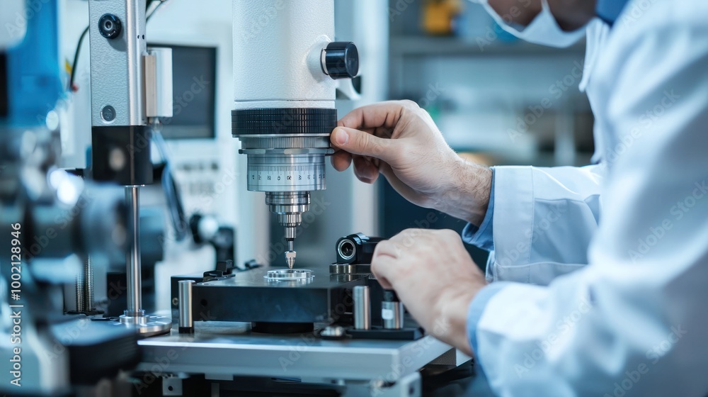 a technician calibrating a piece of machinery, illustrating the adjustment of equipment for optimal performance a technician calibrating a piece of machinery, illustrating the adjustment of equipment for optimal performance