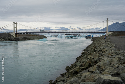 Wallpaper Mural The bridge at Diamond Beach and Jökulsárlón glacier lagoon in Iceland Torontodigital.ca
