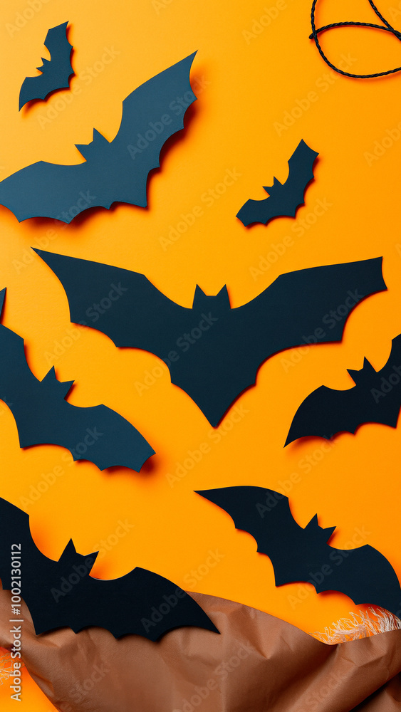 Fototapeta premium Halloween Bats on Orange Background