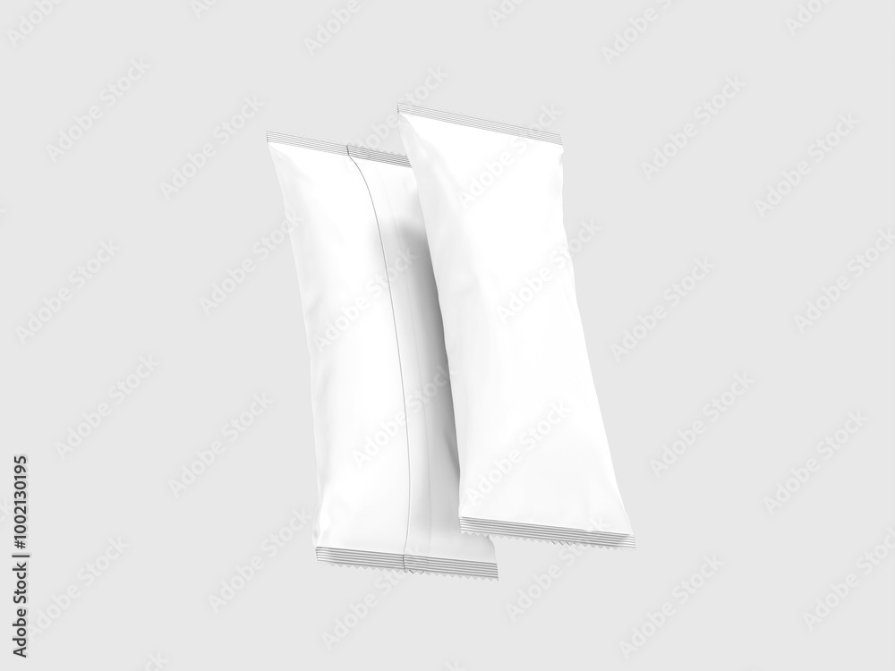 White Blank Plastic Bag Ice Cream Packaging Mockup 3D Rendering White Blank Plastic Bag Ice Cream Packaging Mockup 3D Rendering