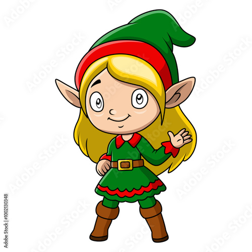 Cute christmas elf girl cartoon