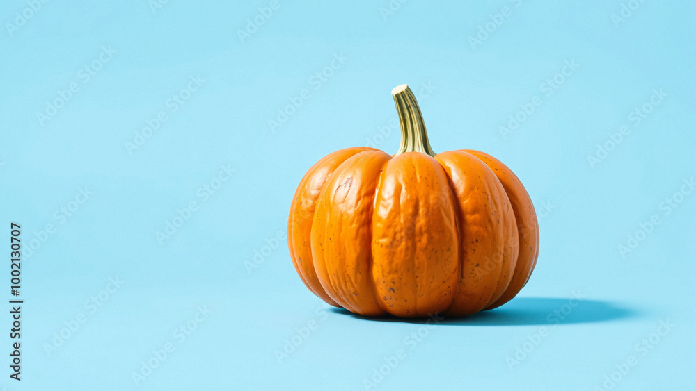 Single Pumpkin on Blue Background Single Pumpkin on Blue Background