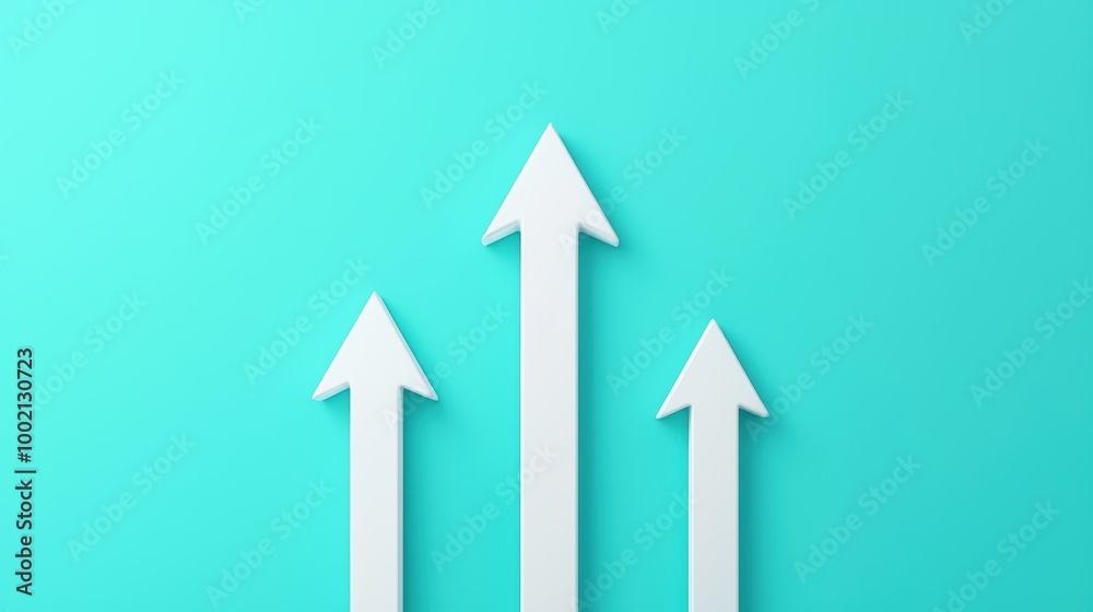 Ascending White Arrow Symbolizing Progress - 3D Illustration of Growth and Success Concept Ascending White Arrow Symbolizing Progress - 3D Illustration of Growth and Success Concept