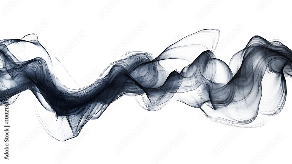 Flowing Dark Smoke Abstract Wave on white and transparent background. PNG Flowing Dark Smoke Abstract Wave on white and transparent background. PNG