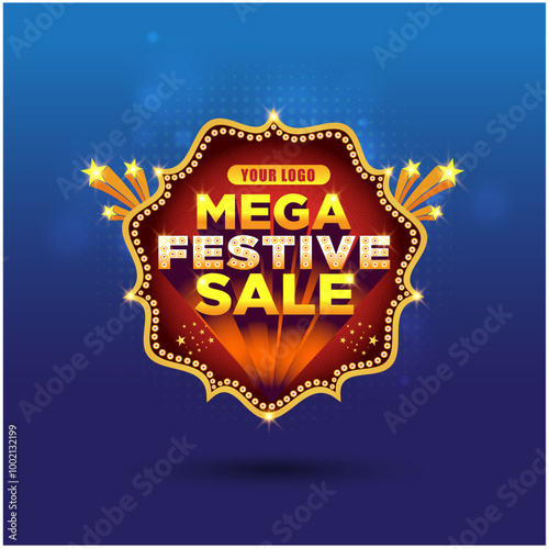 Festival Sale Logo Unit. Mega Festival, Offers, Discount Advertisement Template Vector Editable
