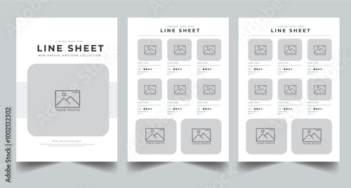 Line Sheet, Product Catalog Design Layout Template With 3 page design concept
