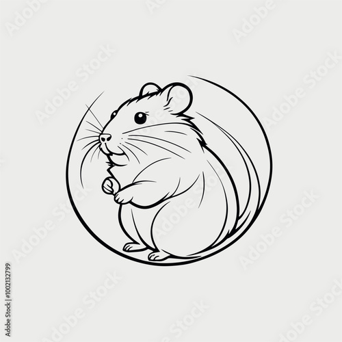 Adorable Line Art of a Cute Hamster