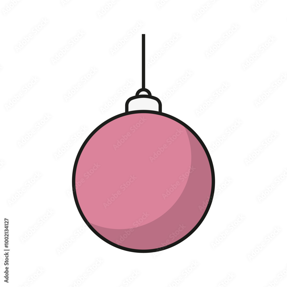 Fototapeta premium Christmas Ball Toy. Xmas Glass Ball for Christmas Tree. Vector Flat Icon