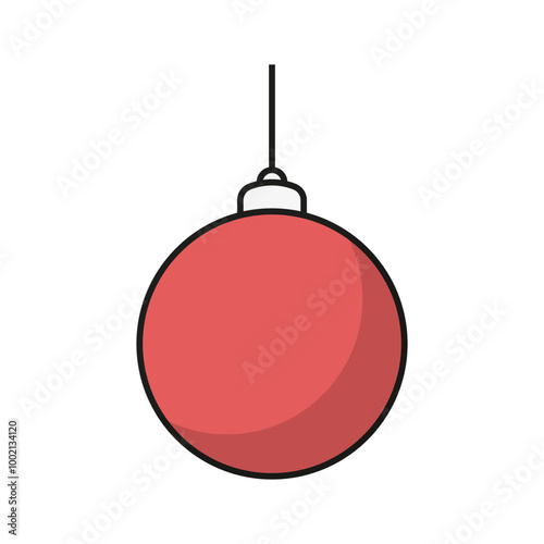 Christmas Ball Toy. Xmas Glass Ball for Christmas Tree. Vector Flat Icon