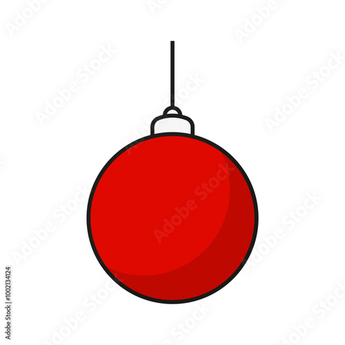 Christmas Ball Toy. Xmas Glass Ball for Christmas Tree. Vector Flat Icon