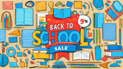 Back to school vector design. Back to school greeting text with backpack schoolbag, alarm clock, pencil and chalkboard educational elements.