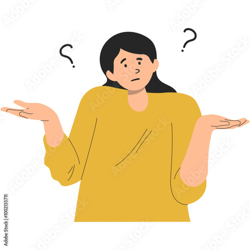 Illustration of Person Puzzled. Vector Character in Trendy Cartoon Design. 