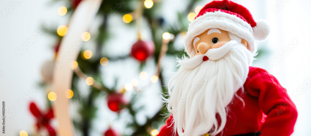 Santa Claus Ornament Near Christmas Tree