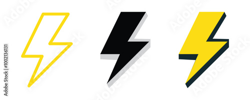 A vector icon bold yellow lightning bolt Lightning Bolt Energy Icon black and white icon
