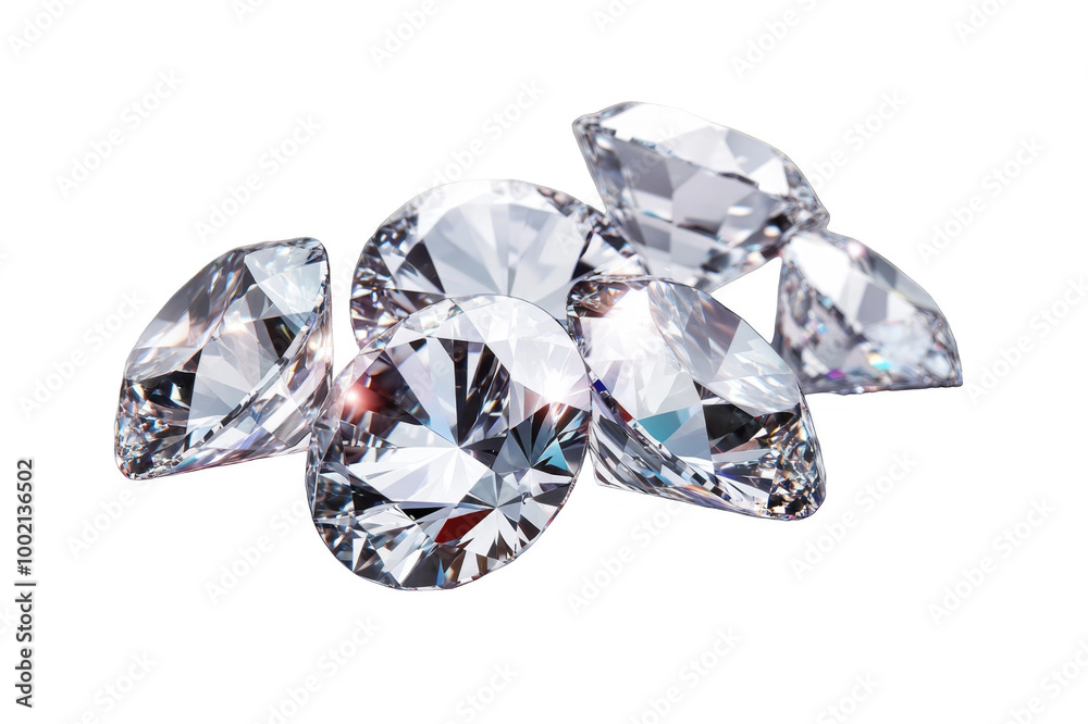 A bunch of faceted diamonds on a transparent background A bunch of faceted diamonds on a transparent background