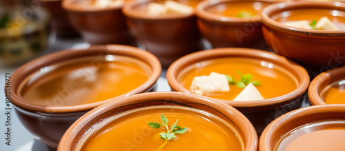 Close up of a bowls of soup