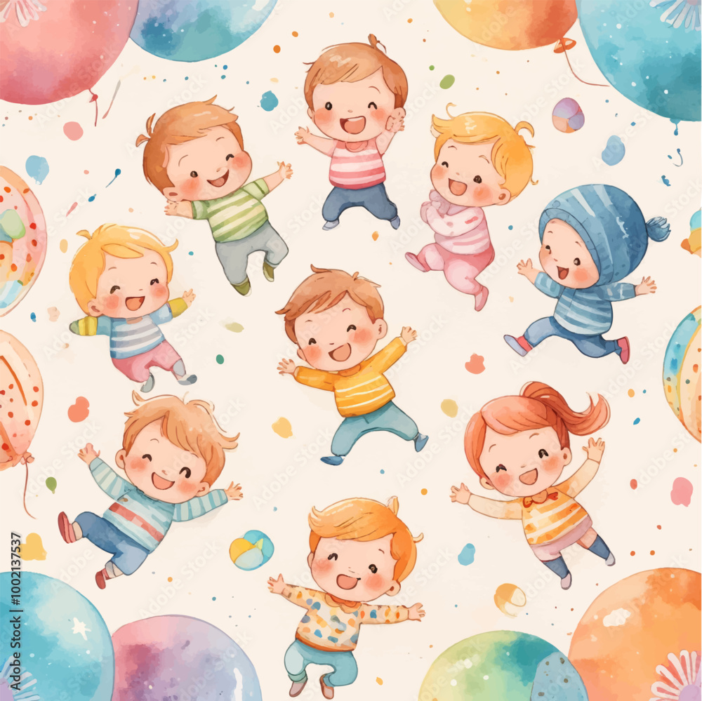 Cute children's fabric seamless pattern, flowers and leaf, stars, speech bubble, line. Hand drawn funny simple vector illustration. white background. Watercolor style for wallpaper, Cute children's fabric seamless pattern, flowers and leaf, stars, speech bubble, line. Hand drawn funny simple vector illustration. white background. Watercolor style for wallpaper,