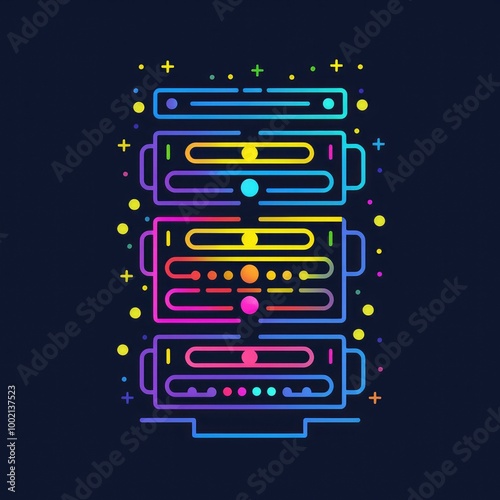 Minimalistic illustration of server. technology and modern computing. data storage and network connectivity. tech articles and presentations. square