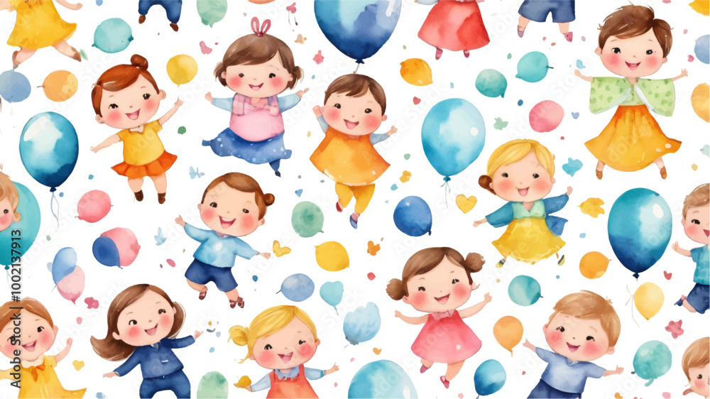 Cute children's fabric seamless pattern, flowers and leaf, stars, speech bubble, line. Hand drawn funny simple vector illustration. white background. Watercolor style for wallpaper, Cute children's fabric seamless pattern, flowers and leaf, stars, speech bubble, line. Hand drawn funny simple vector illustration. white background. Watercolor style for wallpaper,